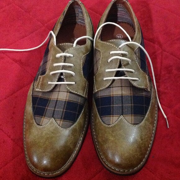 Ferro Aldo Julian Plaid Wingtip Dress Shoes Size 9 ½ M New Never W - Picture 3 of 12